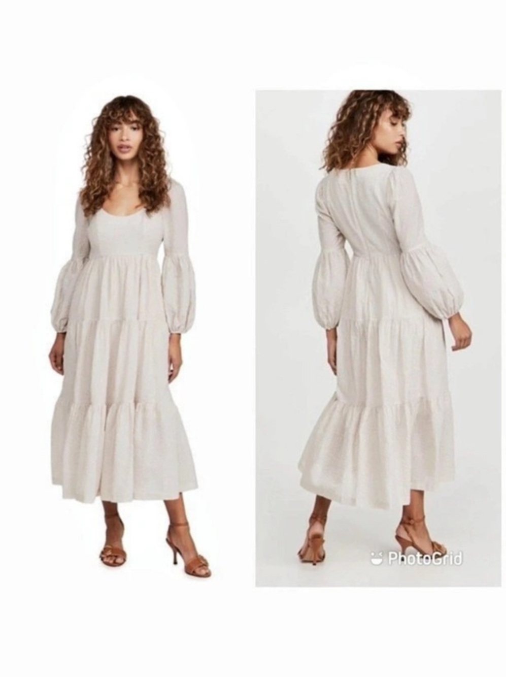 Cinq a Sept Tan / White Maxi Dress Like New